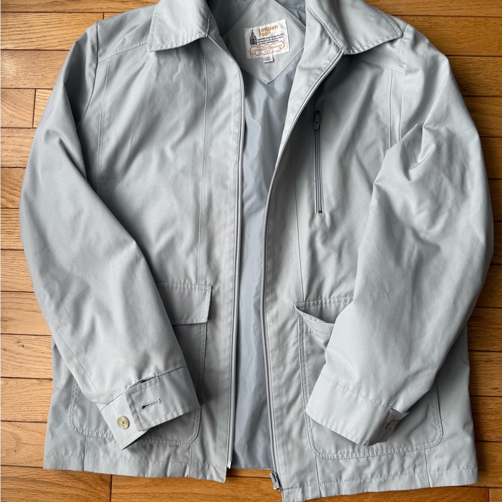London Fog Light Gray Men's Jacket with Logo Patch